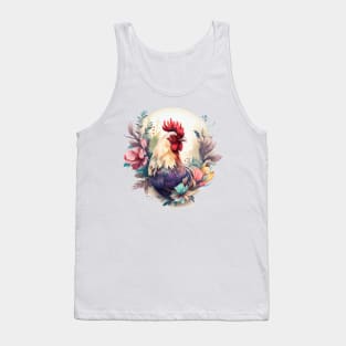 Floral Rooster Tank Top